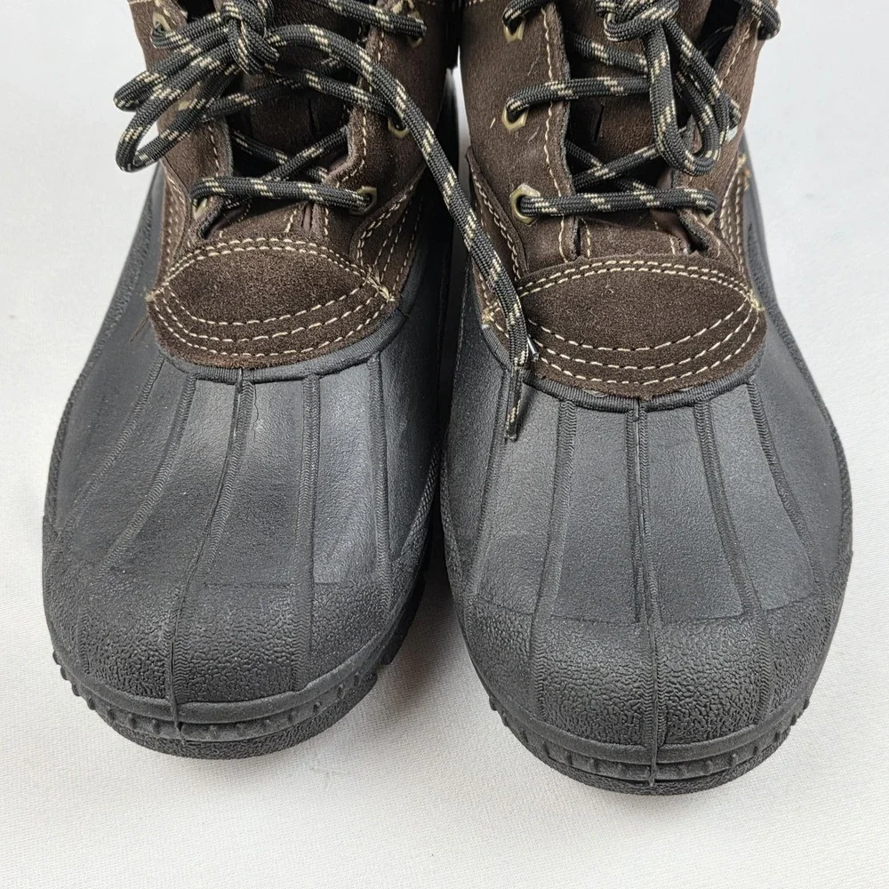 Totes Men's Winter Snow Duck Boots Glacier Brown Suede WARM Waterproof‎ Size 10M
